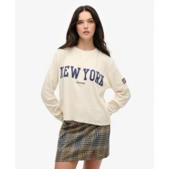 Graficzny top z długim rękawem Ath Essential. Białe bielizna termoaktywna damska Superdry, bez wzorów, z bawełny, bez ramiączek. Za 145.20 zł.