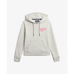 Damska bluza z kapturem w tęczowe paski Superdry. Szare bluzy Superdry, bez wzorów, bez ramiączek, z kapturem. Za 334.55 zł.