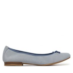 Baleriny Tamaris. Niebieskie baleriny Tamaris, bez wzorów, bez obcasa, bez zapięcia. Za 269.99 zł.