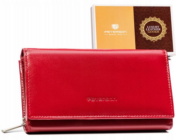Portfel skórzany Peterson PTN BD-11-GCL czerwony. Czerwone portfele Peterson, bez wzorów, ze skóry. Za 81.99 zł.
