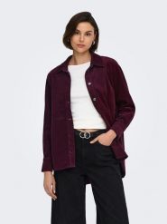 JDY Koszula sztruksowa w kolorze bordowym rozmiar: XS. Czerwone koszule JDY, xs, bez wzorów, z bawełny, bez kołnierzyka, bez ramiączek. Za 154.95 zł.