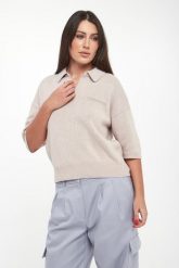 Sweter damski wełniany z kołnierzem polo PESERICO. Swetry Peserico, bez wzorów, z wełny, bez ramiączek. Za 1,579.00 zł.