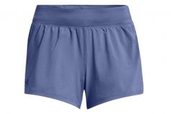 Spodenki fitness damskie Under Armour Launch SW 3 Short. Niebieskie szorty sportowe Under Armour, bez wzorów, z materiału, do biegania. Za 119.99 zł.