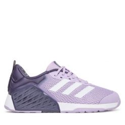 Buty na siłownię adidas. Fioletowe buty treningowe adidas, bez wzorów, bez zapięcia, na fitness i siłownię. Za 569.99 zł.