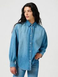 Wrangler Koszula dżinsowa w kolorze błękitnym rozmiar: L. Niebieskie koszule Wrangler, l, bez wzorów, z bawełny, bez kołnierzyka, bez ramiączek. Za 162.49 zł.