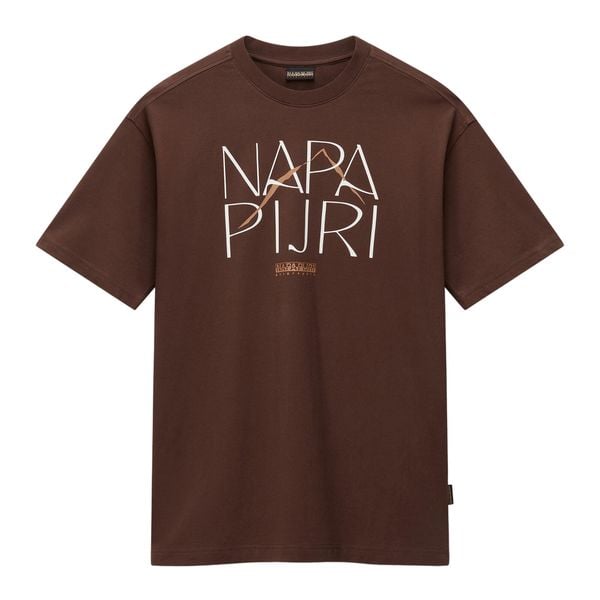 Koszulka damska Napapijri S-Rhin. Brązowe t-shirty sportowe Napapijri, s, bez wzorów, bez ramiączek. Za 109.99 zł.