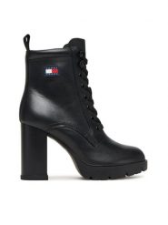 Tommy Jeans Botki Tjw Lace Up EN0EN02832 Czarny. Czarne botki Tommy Jeans, bez wzorów, z jeansu, bez obcasa, na słupku, bez zapięcia. Za 529.99 zł.