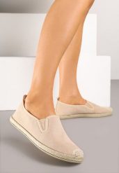 Beżowe Espadryle ze Zdobieniami z Plecionki i Elastycznymi Wstawkami Nitaziela. Brązowe espadryle Renee, z aplikacjami, z jeansu, eleganckie, bez obcasa. W wyprzedaży za 55.99 zł.