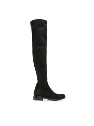 Caprice Muszkieterki 9-25510-41 Czarny. Czarne kozaki Caprice, bez wzorów, z materiału, bez obcasa, na płaskiej podeszwie, bez zapięcia. Za 439.99 zł.
