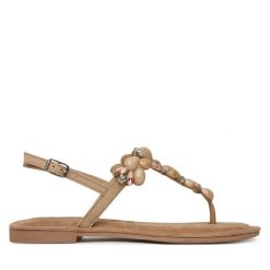 Sandały Tamaris. Brązowe sandały Tamaris, bez wzorów, bez obcasa, na płaskiej podeszwie, bez zapięcia. Za 229.99 zł.