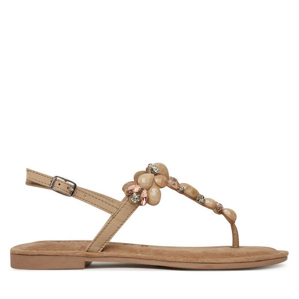 Sandały Tamaris. Brązowe sandały Tamaris, bez wzorów, bez obcasa, na płaskiej podeszwie, bez zapięcia. Za 229.99 zł.