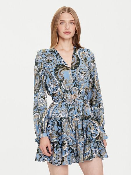 Guess Sukienka codzienna W5BK53 W2770 Niebieski Regular Fit. Niebieskie sukienki Guess, na co dzień, s, z aplikacjami, z syntetyku, bez kołnierzyka, bez ramiączek, proste. Za 419.99 zł.