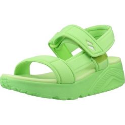 Sandały SKECHERS UNO LITE SANDAL SUNNY STAND Zielony. Zielone sandały Skechers, bez wzorów, z tkaniny, bez obcasa, bez zapięcia. Za 179.99 zł.