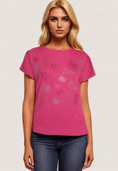 Ciemnoróżowy Klasyczny Bawełniany T-shirt Ozdobiony Cyrkoniami Christara. Czerwone t-shirty Born2be, xl, bez wzorów, z bawełny, biznesowe, bez kołnierzyka, bez ramiączek. Za 59.99 zł.