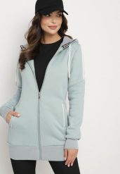 Jasnoniebieska Bluza z Kapturem o Dłuższym Fasonie Lindira. Zielone bluzy Born2be, l, bez wzorów, z dzianiny, bez ramiączek, z kapturem. W wyprzedaży za 93.49 zł.