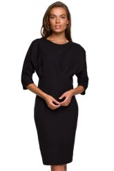 Sukienka elegancka ołówkowa z kimonowymi rękawami taliowana czarna. Czarne sukienki Stylove, do pracy, xl, bez wzorów, biznesowe, bez kołnierzyka, bez ramiączek, ołówkowe. Za 279.00 zł.