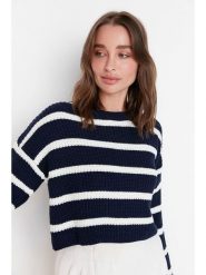 Trendyol Sweter w kolorze granatowo-białym rozmiar: S. Białe swetry Trendyol, s, bez wzorów, ze splotem, bez ramiączek. Za 65.99 zł.