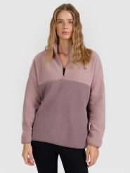 4F Polar ze stójką regular damski - beżowy S. Brązowe bluzy z polaru 4f, na zimę, s, bez wzorów, z dzianiny, snowboardowy. Za 149.99 zł.