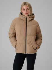 4F Kurtka z wypełnieniem syntetycznym damska - brązowa S. Brązowe kurtki 4f, na zimę, s, bez wzorów, z syntetyku, klasyczne, bez kaptura. Za 399.99 zł.