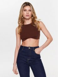 Patrizia Pepe Top 8K0110/K082-B754 Brązowy Slim Fit. Brązowe topy Patrizia Pepe, bez wzorów, z wiskozy, bez kołnierzyka, bez ramiączek. Za 669.99 zł.