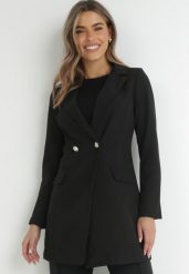 Czarna Marynarka Taliowana Dwurzędowa Swed. Czarne marynarki i żakiety Born2be, m, bez wzorów, eleganckie, bez ramiączek. W wyprzedaży za 144.49 zł.