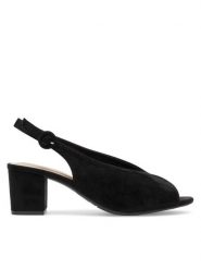Clara Barson Sandały LS6019-01 Czarny. Czarne sandały Clara Barson, bez wzorów, z materiału, bez obcasa, na słupku, bez zapięcia. Za 89.99 zł.