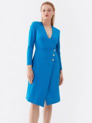 Pinko Sukienka koktajlowa 100943 A0HM Niebieski Regular Fit. Niebieskie sukienki Pinko, bez wzorów, z wiskozy, wizytowe, bez kołnierzyka, bez ramiączek. Za 719.99 zł.