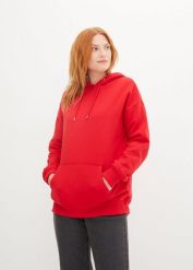 Bluza z kapturem oversize z mieszanki bawełny. Czerwone bluzy bonprix, bez wzorów, z bawełny, bez ramiączek, z kapturem. Za 84.99 zł.