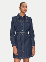 Morgan Sukienka jeansowa 251-RICOLI Granatowy Regular Fit. Niebieskie sukienki Morgan, bez wzorów, z bawełny, bez kołnierzyka, bez ramiączek. Za 249.99 zł.