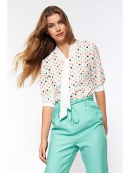 Nife Bluzka w kolorze kremowym ze wzorem rozmiar: 42. Białe bluzki Nife, bez wzorów, bez kołnierzyka, bez ramiączek. Za 128.95 zł.