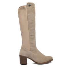 Kozaki Rieker. Szare kozaki Rieker, bez wzorów, bez obcasa, na słupku, bez zapięcia. Za 459.99 zł.