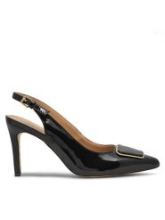 Lasocki Sandały Febi WFA1619-36Z Czarny. Czarne sandały Lasocki, bez wzorów, z lakierowanej skóry, bez obcasa, na szpilce, bez zapięcia. Za 259.99 zł.