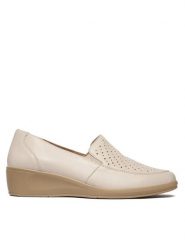 Caprice Półbuty 9-24352-46 Écru. Białe półbuty wsuwane Caprice, bez wzorów, ze skóry, bez obcasa, na koturnie. Za 234.99 zł.