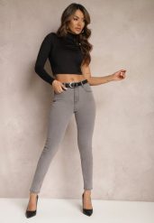 Szare Jeansy High Waist o Fasonie Regular Hildelitha. Szare jeansy Renee, s, bez wzorów, z jeansu, z podwyższonym stanem. W wyprzedaży za 35.99 zł.