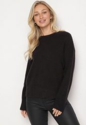 Czarny Sweter o Klasycznym Fasonie z Wełną Avartissa. Czarne swetry Born2be, na zimę, bez wzorów, z wełny, klasyczne, bez ramiączek. W wyprzedaży za 127.49 zł.