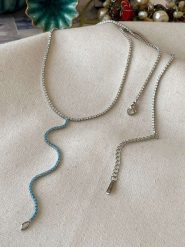 Luseera Pozłacany naszyjnik z cyrkoniami - dł. 58 cm rozmiar: onesize. Szare naszyjniki Luseera, z materiału, z cyrkonią, pozłacane. Za 43.99 zł.