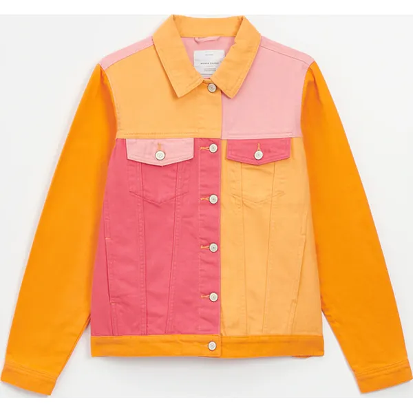 Kolorowa kurtka jeansowa - Wielobarwny. Kurtki House, l, bez wzorów, z denimu, bez kaptura. Za 119.99 zł.