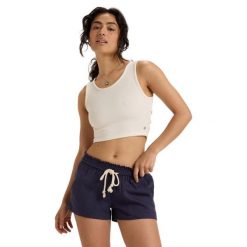 Dla Kobiety OCEANSIDE Niebieski. Niebieskie szorty Roxy, bez wzorów, ze lnu. Za 149.99 zł.