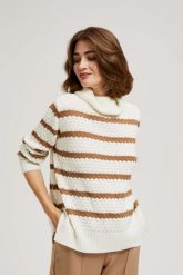 Sweter w paski z golfem. Swetry MOODO, l, bez wzorów, bez ramiączek. W wyprzedaży za 51.99 zł.