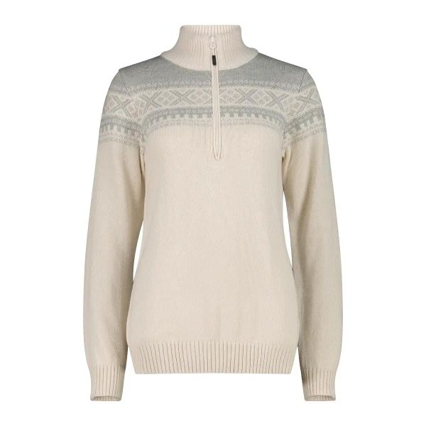 Damski sweter 1/2 zip CMP Wooltech. Białe swetry CMP, na zimę, l, bez wzorów, z tkaniny, sportowe, bez ramiączek. Za 436.30 zł.