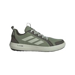 Buty trekkingowe adidas Terrex Boat. Zielone buty trekkingowe adidas, bez wzorów, z materiału, bez zapięcia, trekkingowe. Za 404.55 zł.