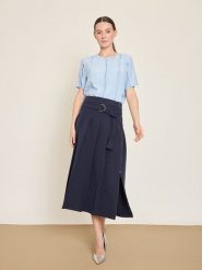 BGN Spódnica w kolorze granatowym rozmiar: 38. Niebieskie spódnice BGN, na co dzień, bez wzorów, z tkaniny, midi, proste. Za 143.99 zł.