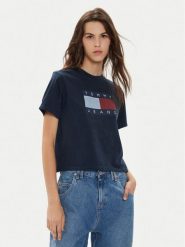 Tommy Jeans T-Shirt Flag DW0DW18629 Granatowy Boxy Fit. Niebieskie t-shirty Tommy Jeans, m, bez wzorów, z bawełny, bez kołnierzyka, bez ramiączek. Za 119.99 zł.
