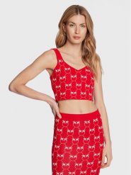 Pinko Top 100210 A0IS Czerwony Slim Fit. Czerwone topy Pinko, m, bez wzorów, z wiskozy, bez kołnierzyka, bez ramiączek. Za 329.99 zł.
