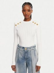 Balmain Sweter DF1KD001KB07 Biały Regular Fit. Białe swetry Balmain, bez wzorów, z wiskozy, bez ramiączek. Za 4,679.00 zł.