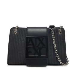 Torebka Armani Exchange. Czarne kopertówki Armani Exchange, bez wzorów, wizytowe, bez dodatków. Za 589.99 zł.
