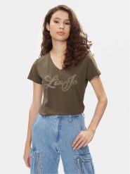 Liu Jo T-Shirt MA4337 JS923 Khaki Regular Fit. Brązowe t-shirty Liu Jo, s, bez wzorów, z bawełny, bez kołnierzyka, bez ramiączek. Za 199.99 zł.