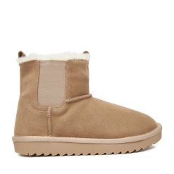 Śniegowce DeeZee. Brązowe śniegowce DeeZee, bez wzorów, bez zapięcia. Za 229.99 zł.