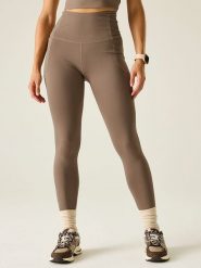 Dare 2b Legginsy funkcyjne "Refresh" w kolorze szarobrązowym rozmiar: 44. Brązowe legginsy sportowe Dare 2b, bez wzorów, z materiału, z podwyższonym stanem, outdoorowe. Za 118.28 zł.