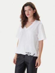 KARL LAGERFELD T-Shirt B1W17031 Biały Relaxed Fit. Białe t-shirty KARL LAGERFELD, xxl, bez wzorów, z bawełny, bez kołnierzyka, bez ramiączek. Za 429.99 zł.